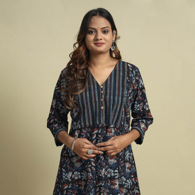 Buy Jahota Block Printed Ajrakh Patchwork Cotton Kurta Online at iTokri.com