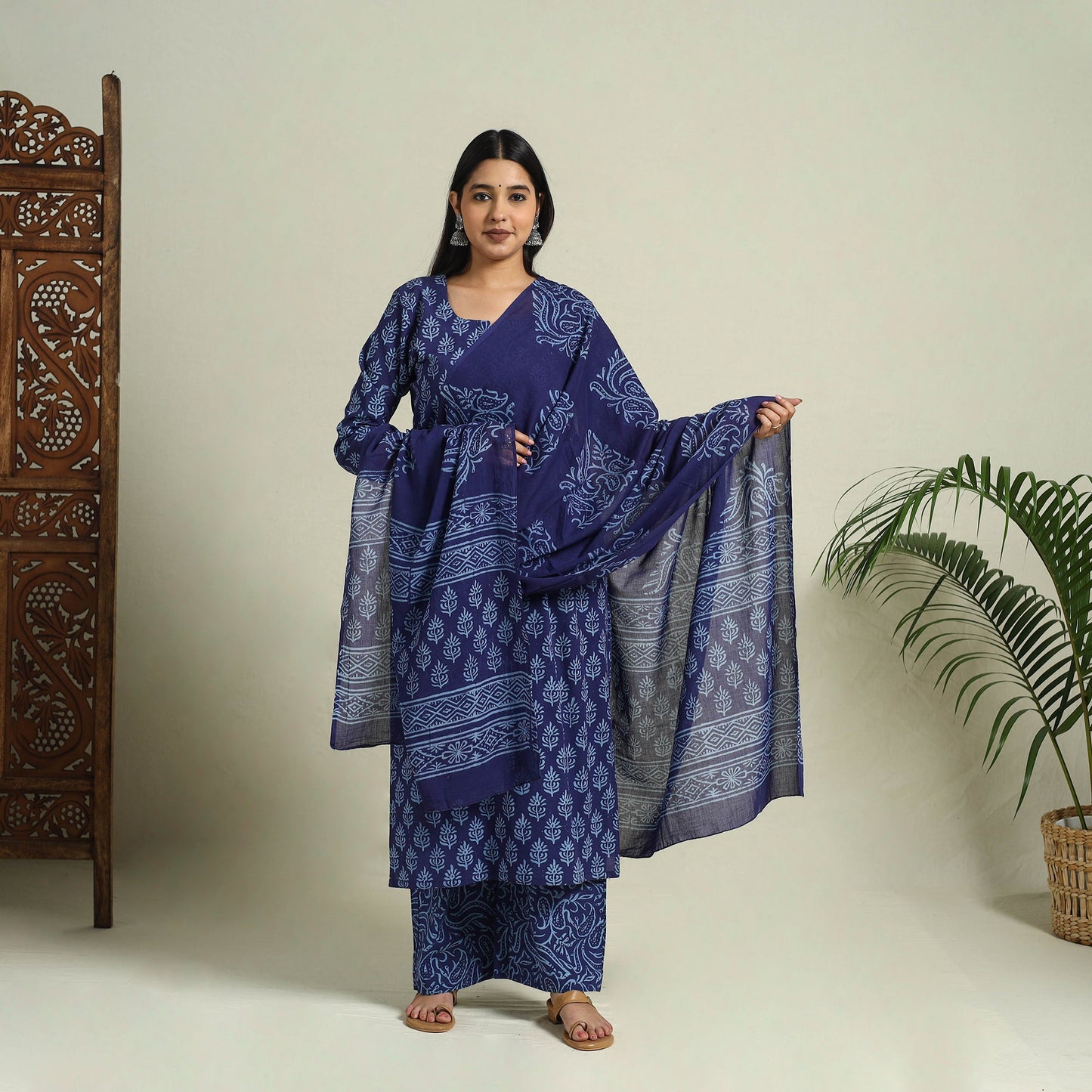 Buy Blue Jaipur Print Cotton Kurta Set