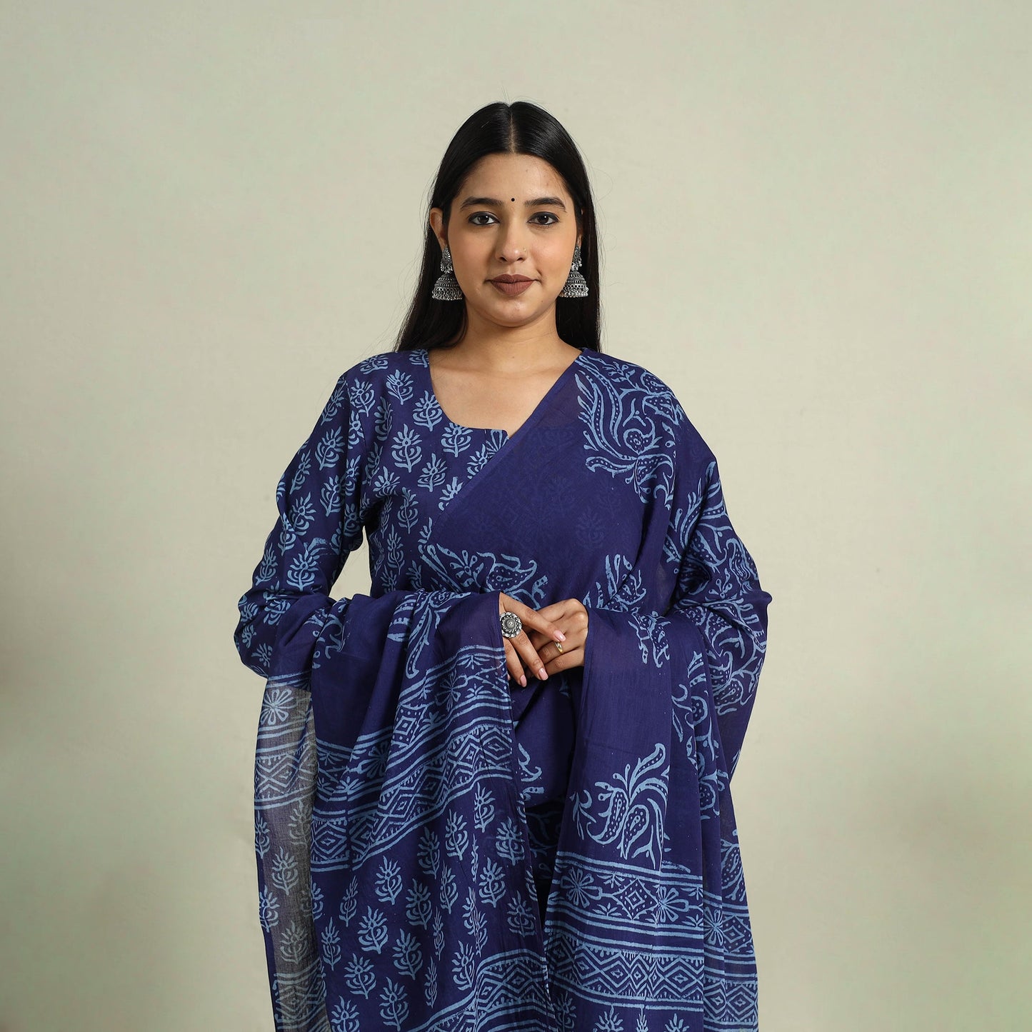 Buy Blue Jaipur Print Cotton Kurta Set