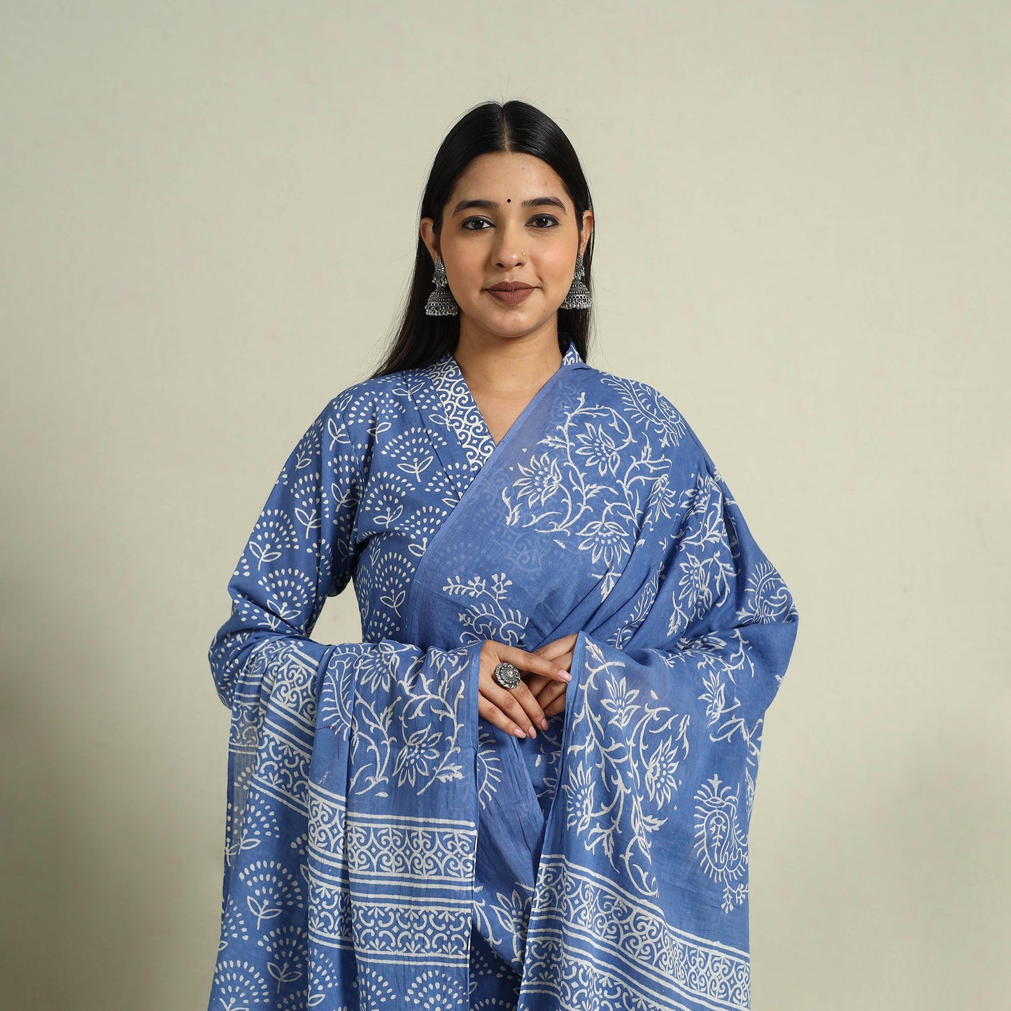 Buy Blue Jaipur Print Cotton Kurta Set