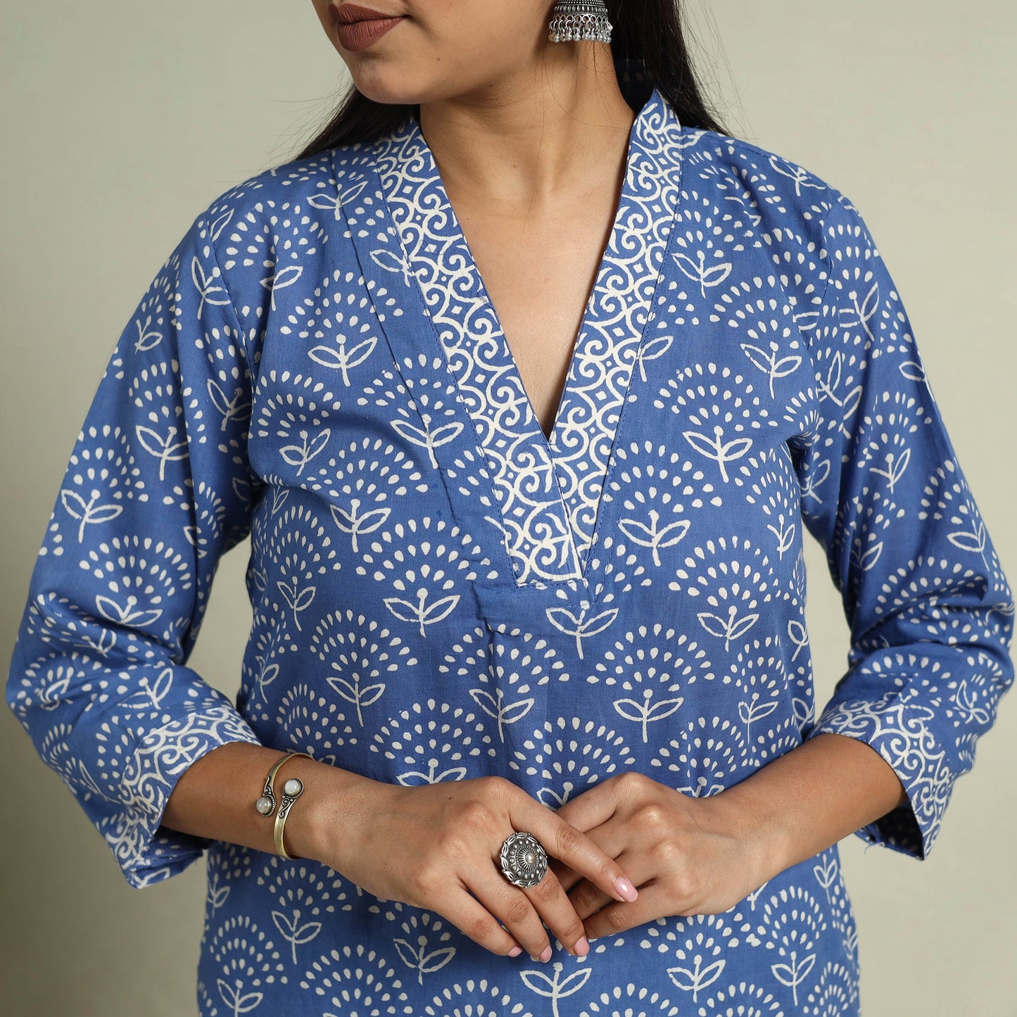 Buy Blue Jaipur Print Cotton Kurta Set