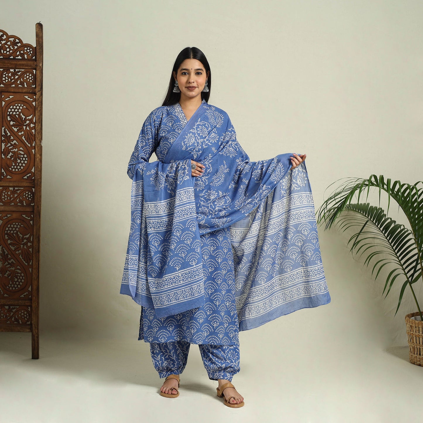 Buy Blue Jaipur Print Cotton Kurta Set