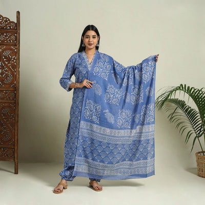 Buy Blue Jaipur Print Cotton Kurta Set