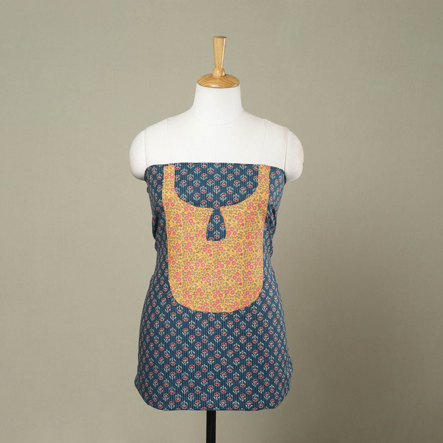 Buy Blue Jaipur Print Patchwork Cotton Kurta Material