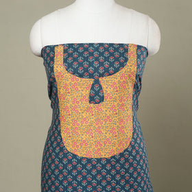 Buy Blue Jaipur Print Patchwork Cotton Kurta Material