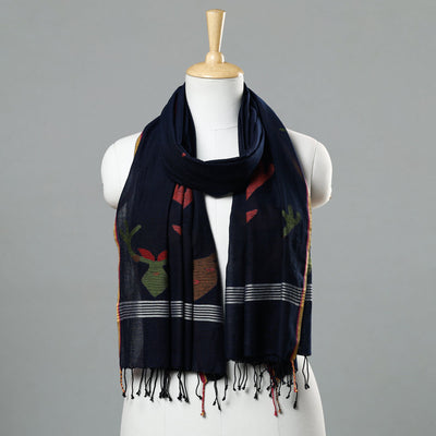  Jamdani Handloom Cotton Stole with Tassels 