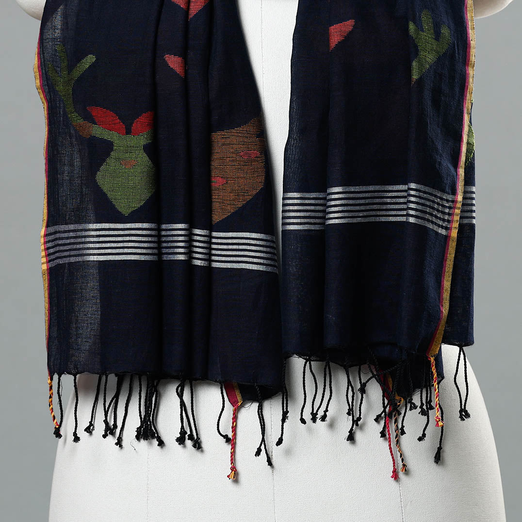  Jamdani Handloom Cotton Stole with Tassels 