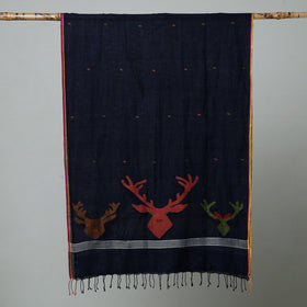  Jamdani Handloom Cotton Stole with Tassels 