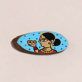 Jamini roy handpainted wooden fridge magnet 02 - handcrafted