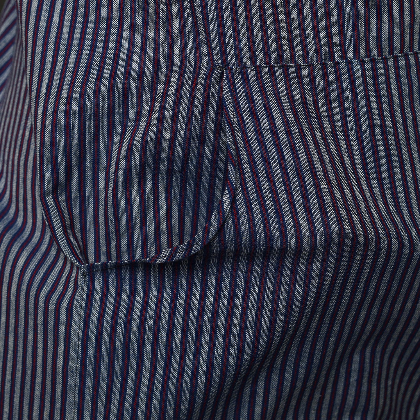 Blue Jhiri Handloom Cotton Apron with Pocket