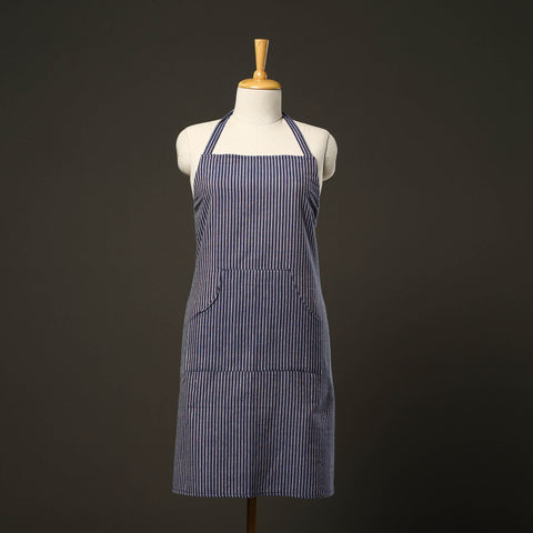 Blue Jhiri Handloom Cotton Apron with Pocket