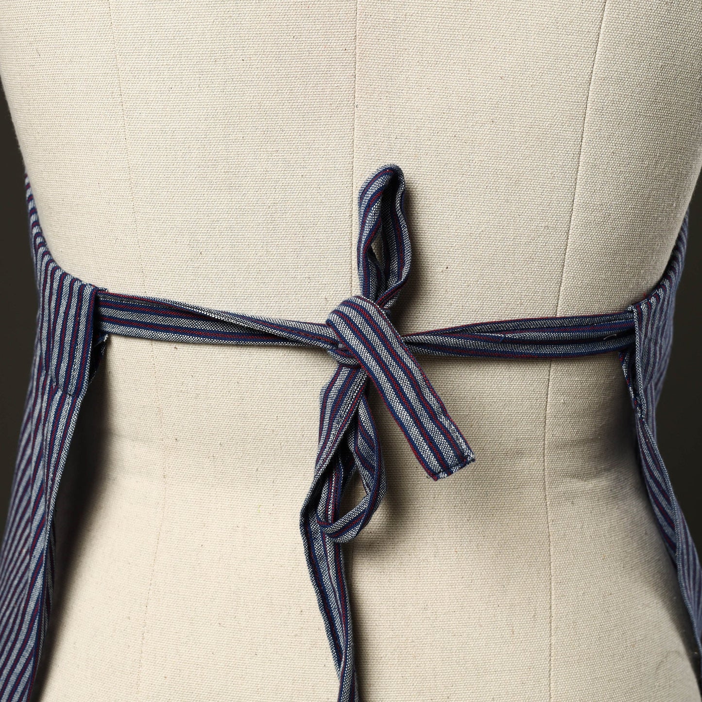 Blue Jhiri Handloom Cotton Apron with Pocket