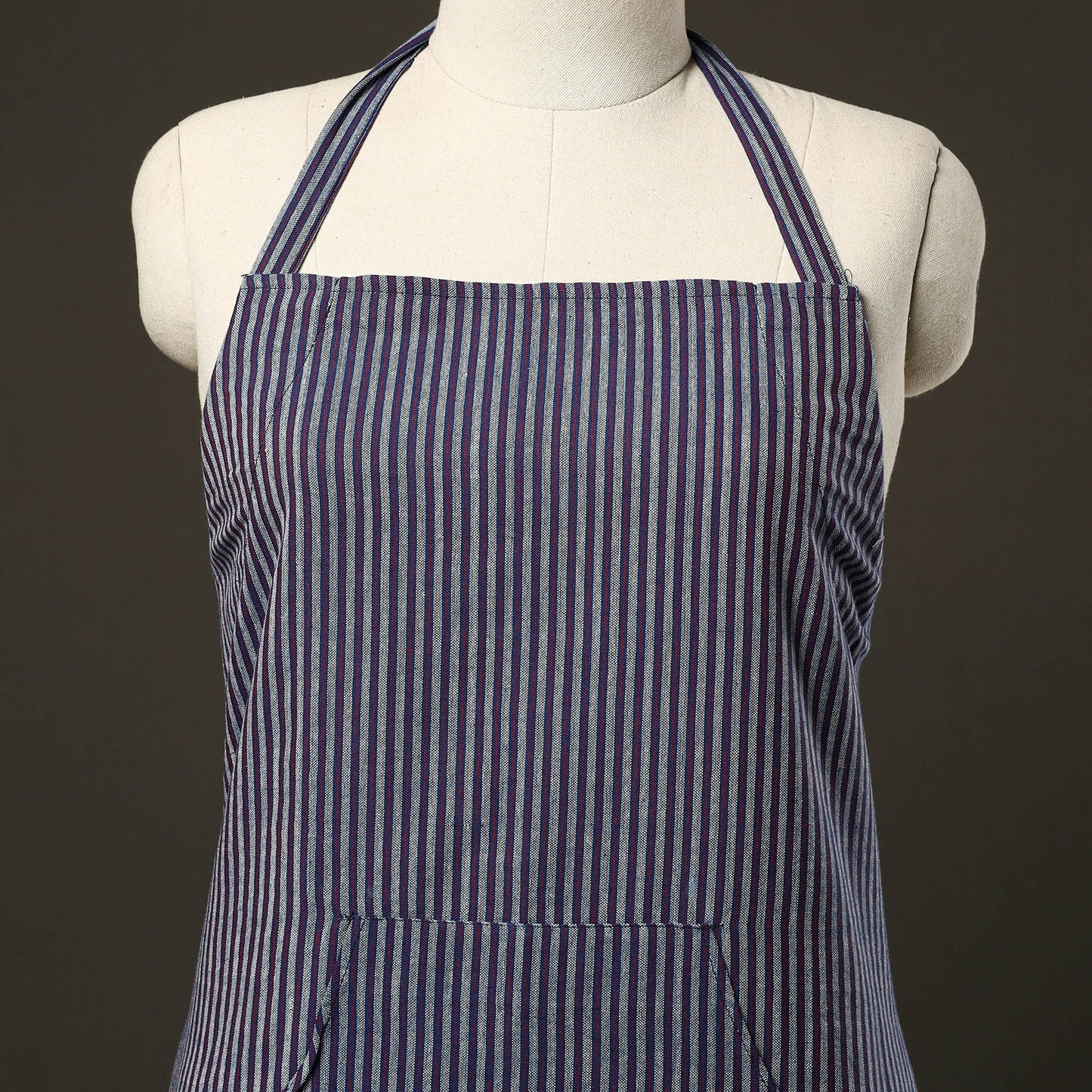 Blue Jhiri Handloom Cotton Apron with Pocket