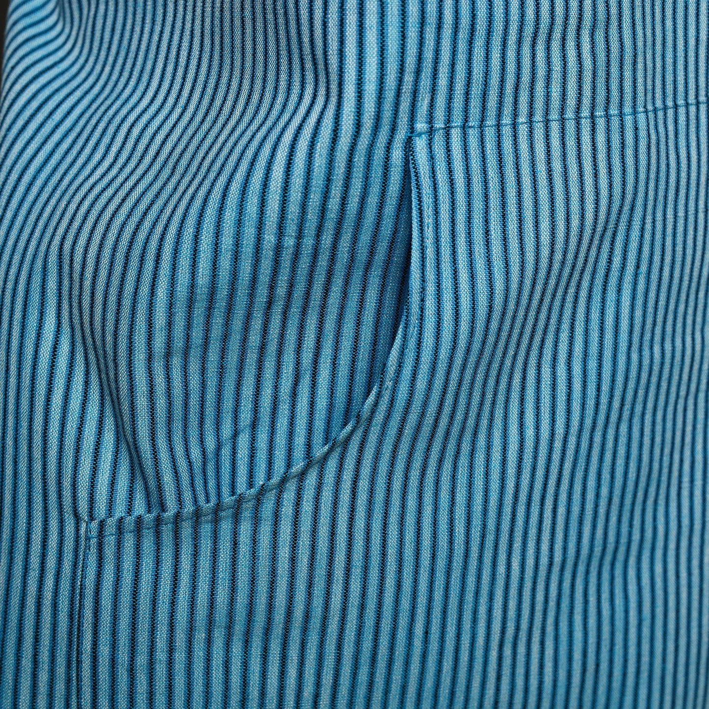  Blue Jhiri Handloom Cotton Apron with Pocket