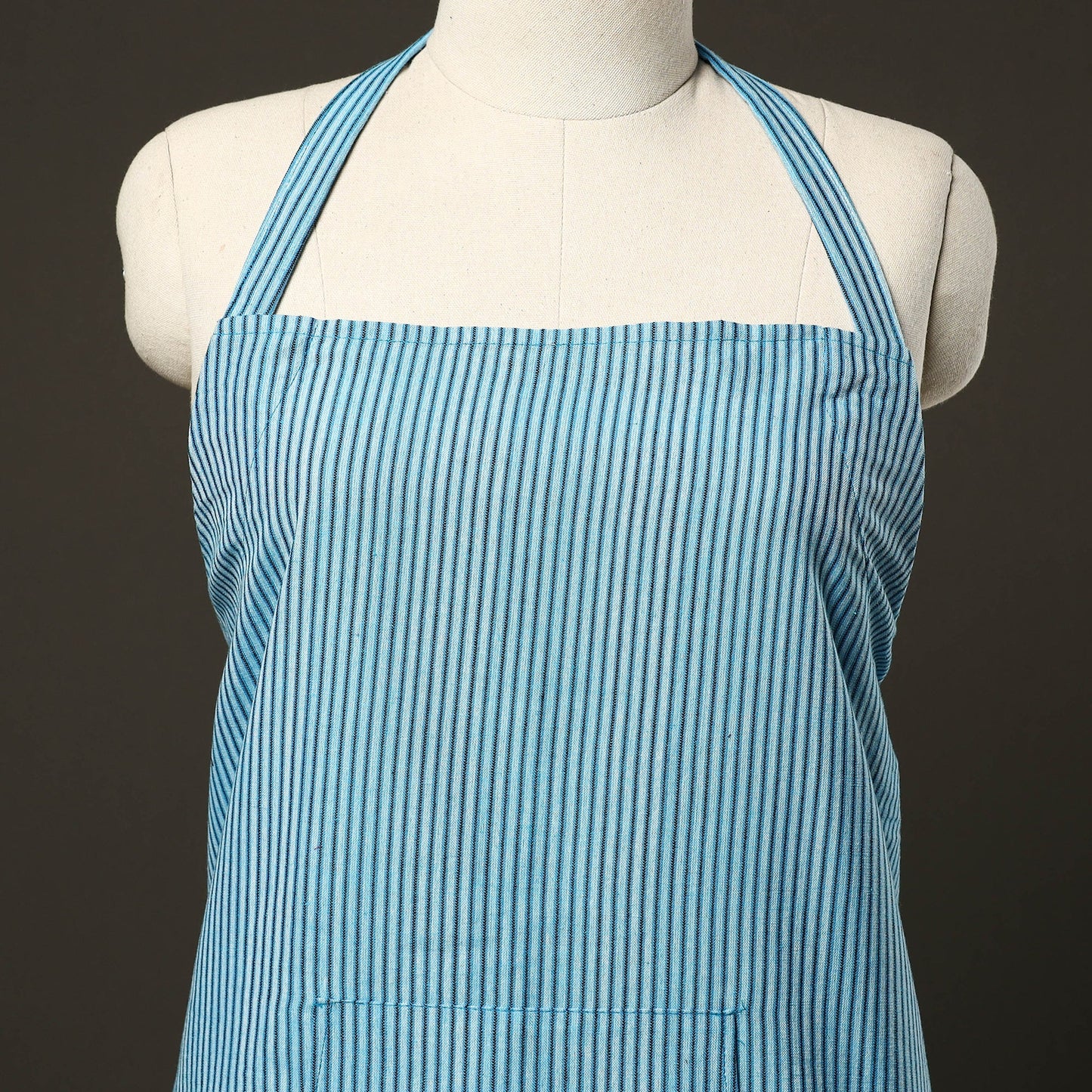 Blue Jhiri Handloom Cotton Apron with Pocket