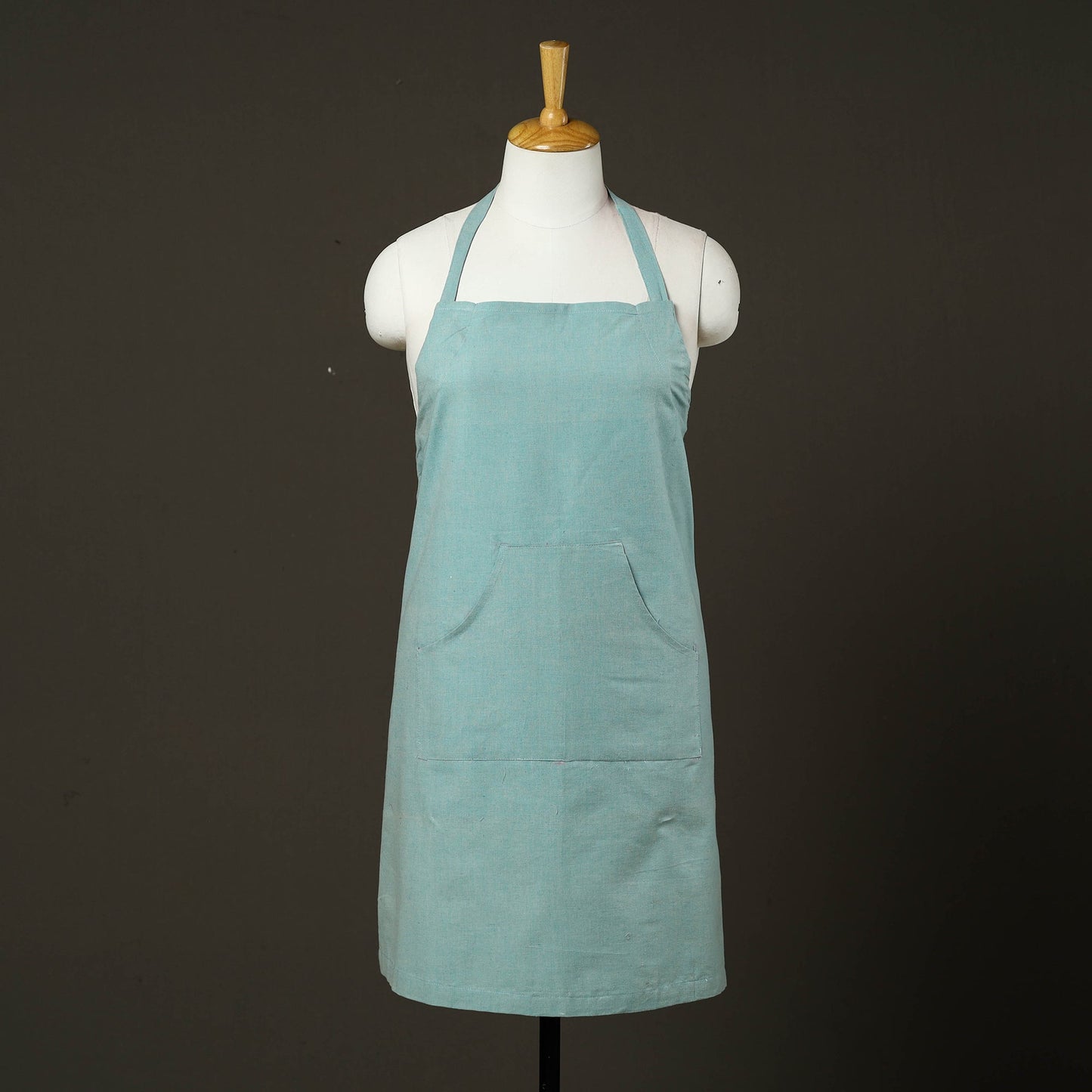 Blue - jhiri handloom cotton apron with pocket 37