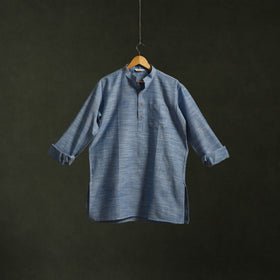 Jhiri handloom cotton short kurta for men 12 - handcrafted