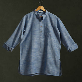 Jhiri handloom cotton short kurta for men 12 - handcrafted