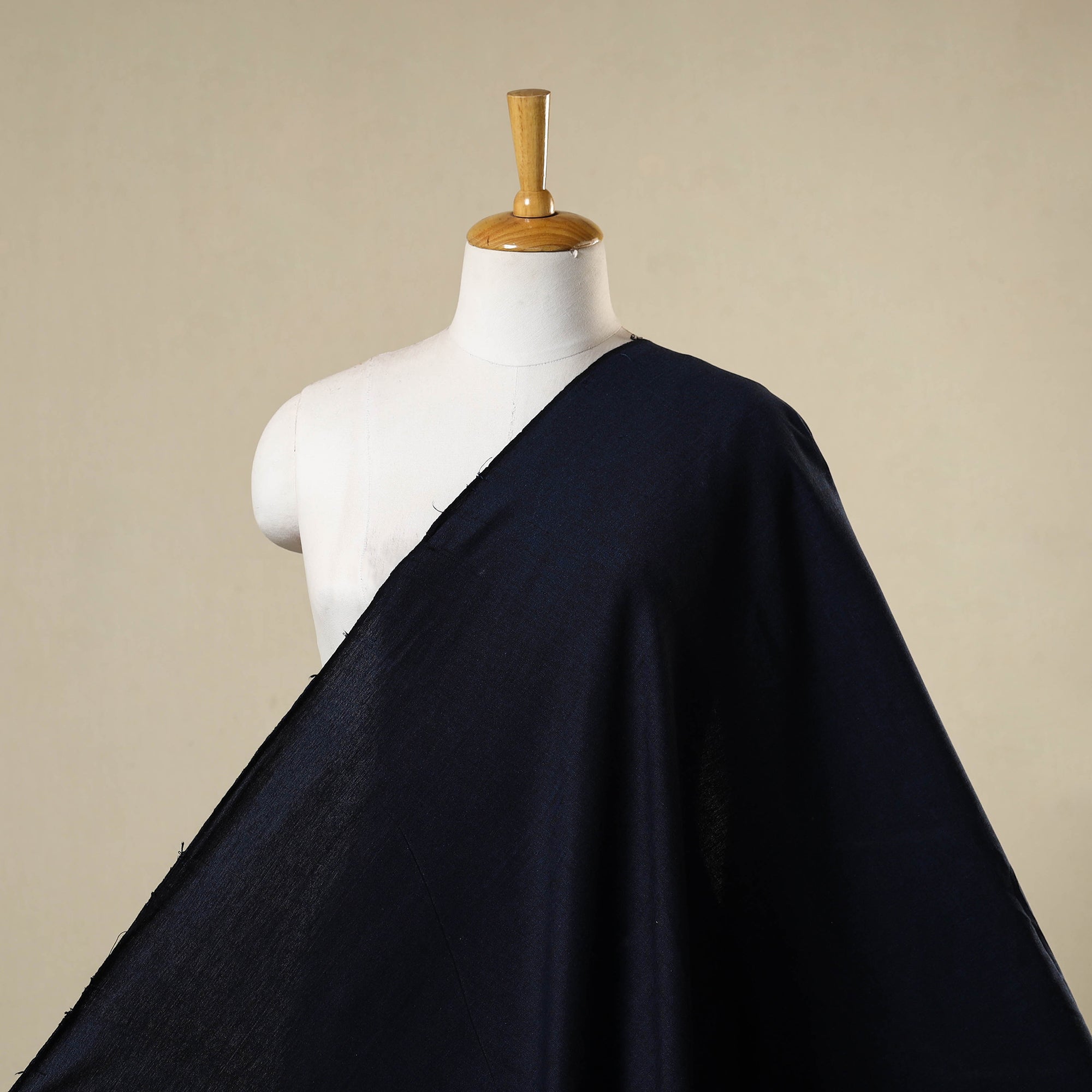 Dark Blue Jhiri Handloom Cotton Ikat Patchwork Long Kurta
