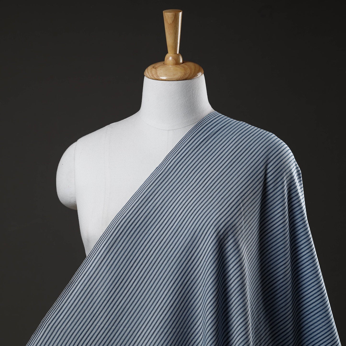 Blue - Jhiri Pure Handloom Cotton Fabric