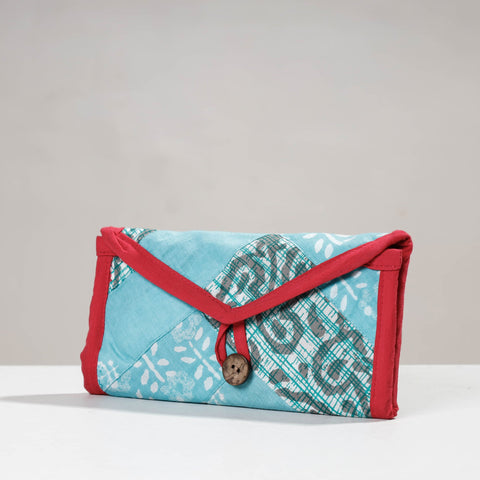 Blue Jugaad Handmade Patchwork Cotton Two Fold Clutch Wallet