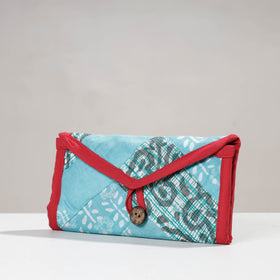 Blue Jugaad Handmade Patchwork Cotton Two Fold Clutch Wallet
