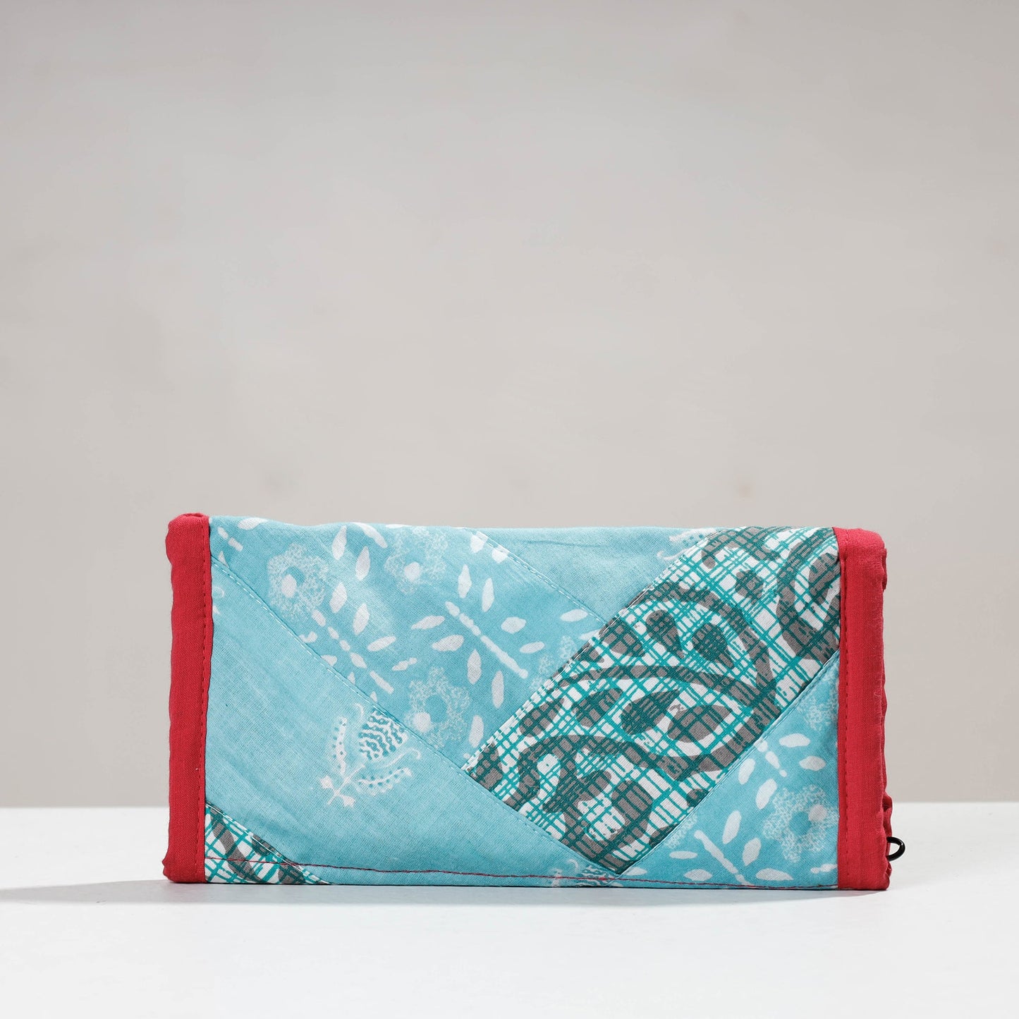 Blue Jugaad Handmade Patchwork Cotton Two Fold Clutch Wallet