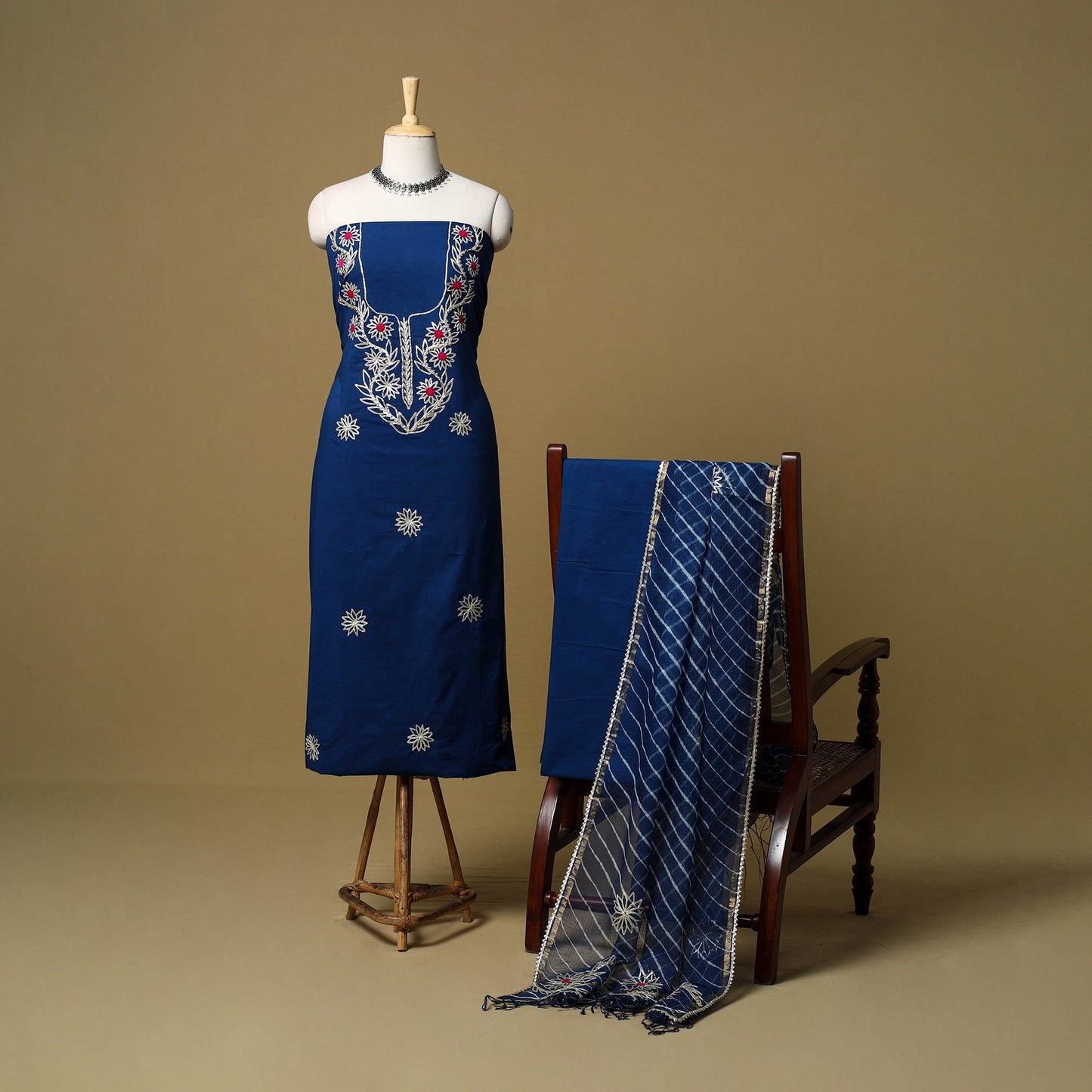 Kacchi gota patti work natural dyed pure cotton 3pc