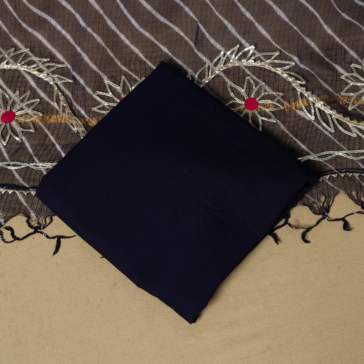 Kacchi gota patti work natural dyed pure cotton 3pc