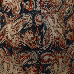 Blue Kalamkari Block Print Cotton Apron with Pocket