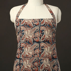 Blue Kalamkari Block Print Cotton Apron with Pocket