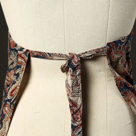 Blue Kalamkari Block Print Cotton Apron with Pocket