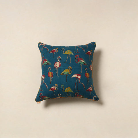Blue - kalamkari cotton cushion cover 02 - handcrafted