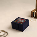 Blue Kalamkari Handpainted Ghicha Silk Bangle Box (Small)