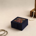 Blue Kalamkari Handpainted Ghicha Silk Bangle Box (Small)