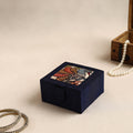Blue Kalamkari Handpainted Ghicha Silk Bangle Box (Small)