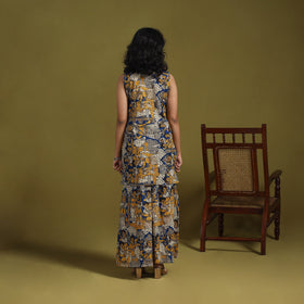 Blue - kalamkari printed cotton 2pc kurta set for women 15