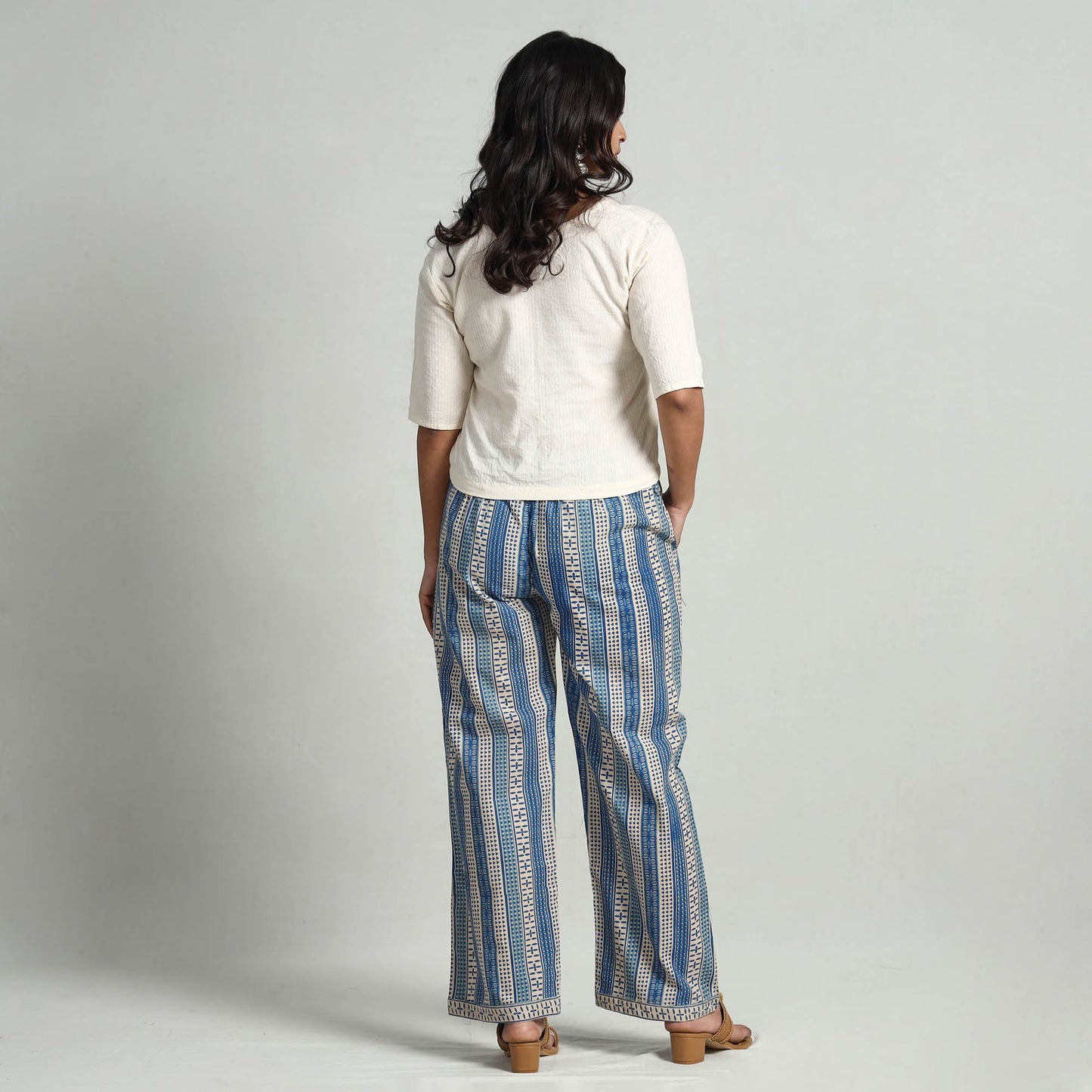  Kalamkari Printed Cotton Elasticated Palazzo Online at iTokri.com