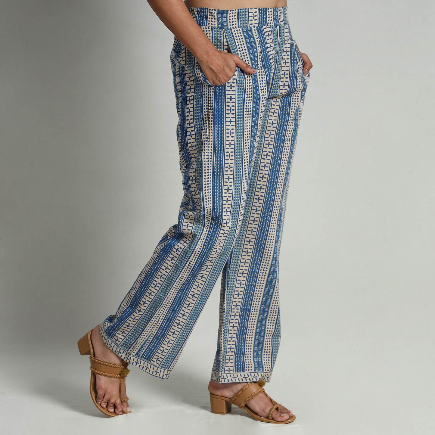  Kalamkari Printed Cotton Elasticated Palazzo Online at iTokri.com