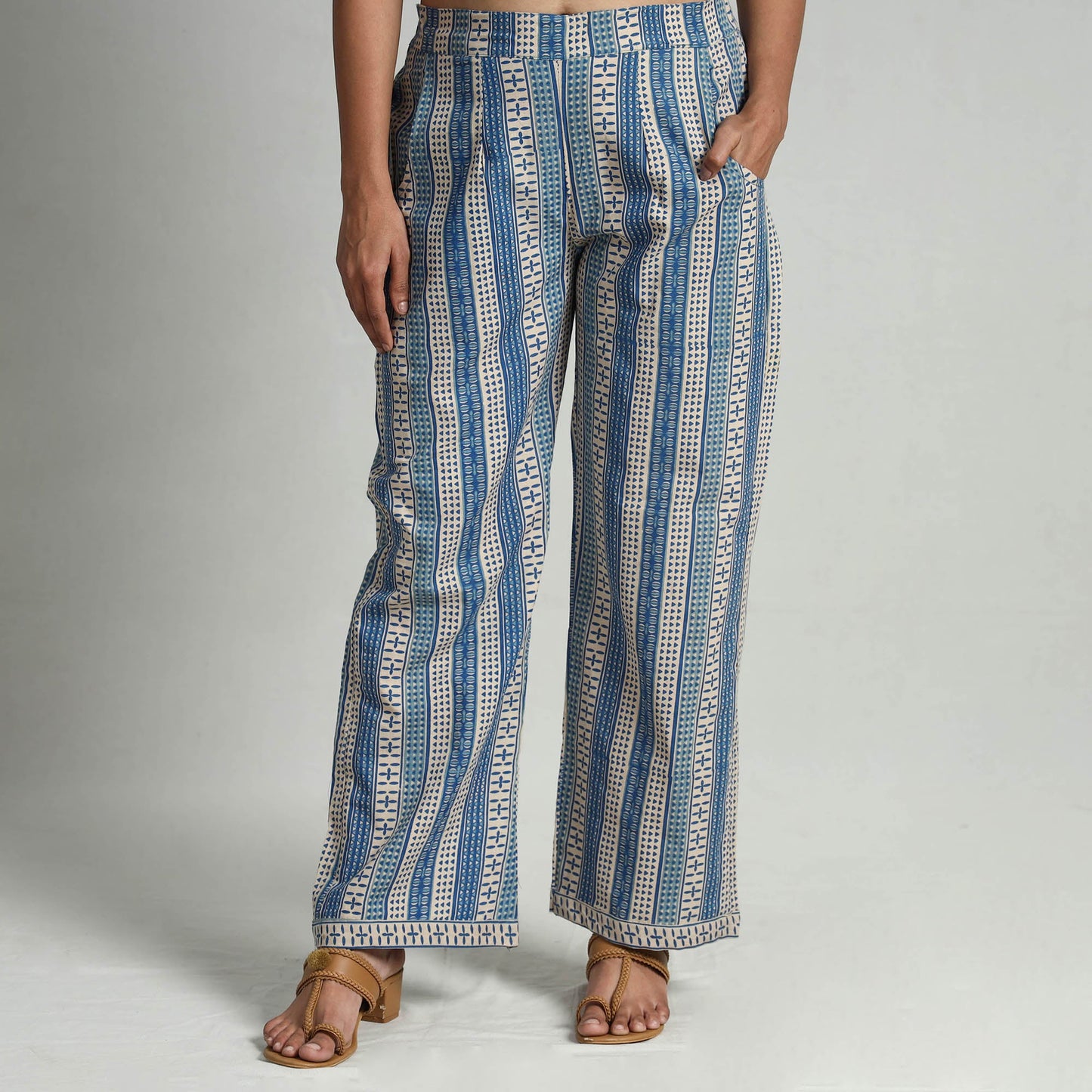  Kalamkari Printed Cotton Elasticated Palazzo Online at iTokri.com