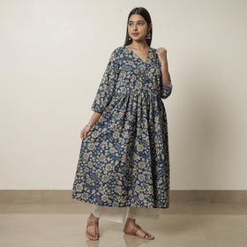  Kalamkari Printed Cotton Flared Kurta For Women