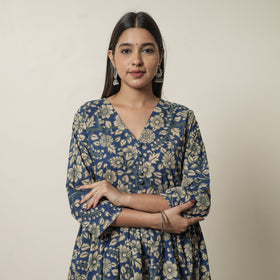  Kalamkari Printed Cotton Flared Kurta For Women