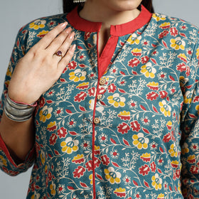  Kalamkari Printed Cotton Flared Kurta For Women