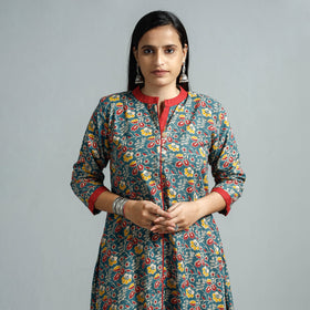  Kalamkari Printed Cotton Flared Kurta For Women