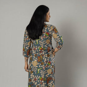 Blue - kalamkari printed cotton kurta - handcrafted
