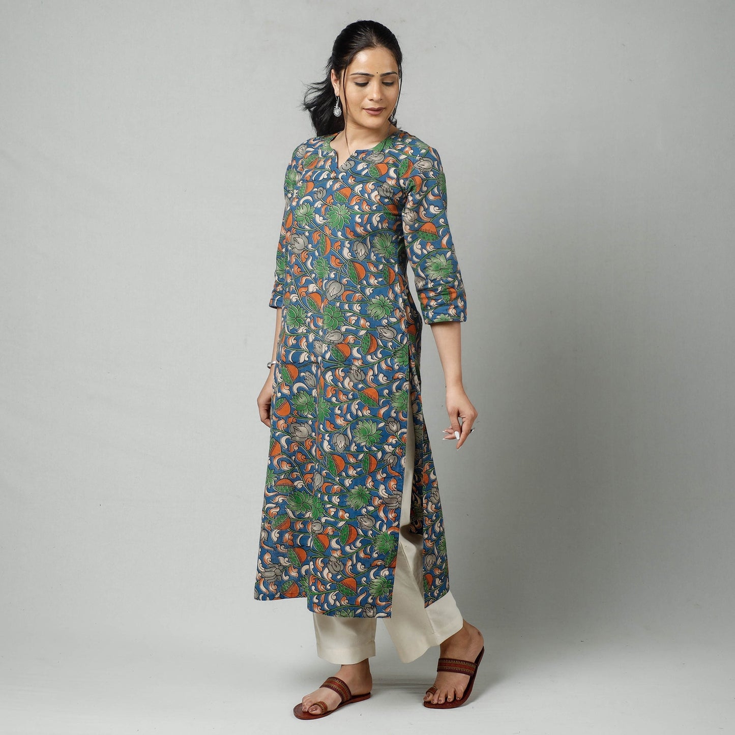Kalamkari printed cotton kurta - handcrafted