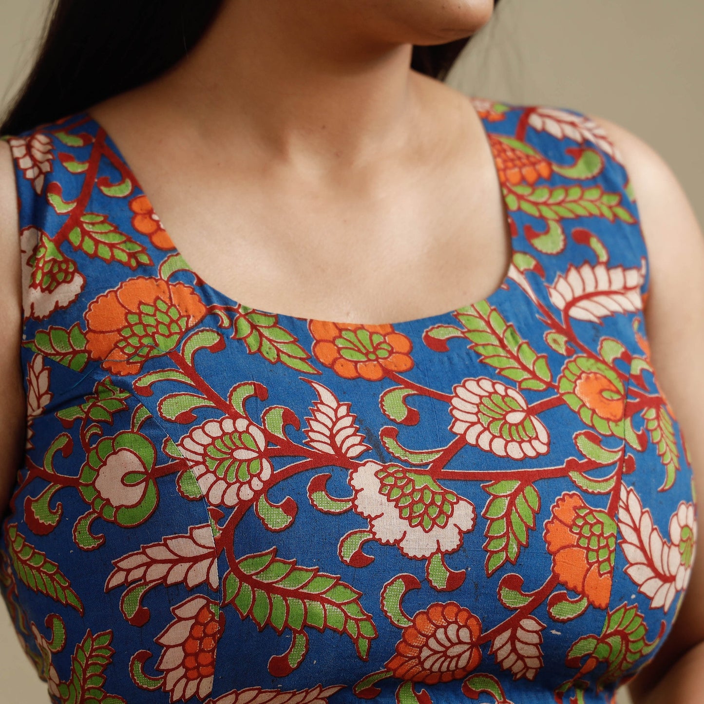 Buy Kalamkari Printed Cotton Stitched Blouse Online at iTokri.com