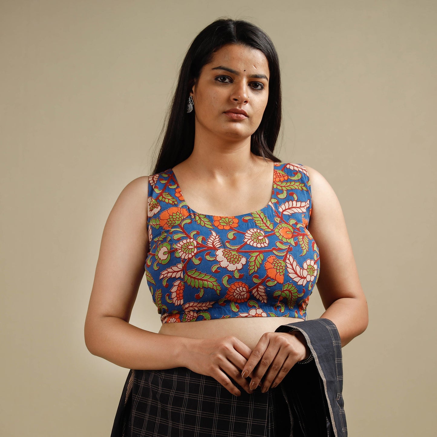 Buy Kalamkari Printed Cotton Stitched Blouse Online at iTokri.com