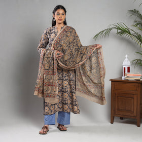  Kalamkari Block Printing Cotton Kurta with Palazzo & Dupatta Set 
