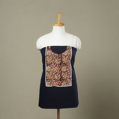 Blue - kanchipuram patchwork cotton unstitched kurta